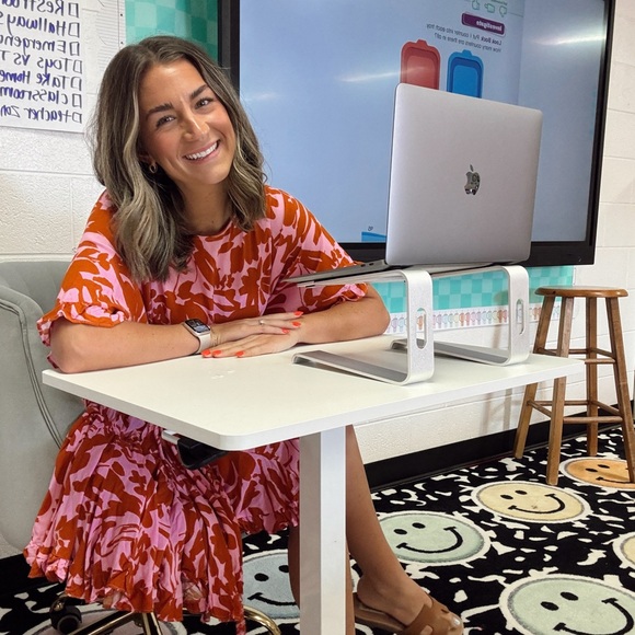 The Impeccable Pig Pink and Orange Floral Pleated Dress - Picture 2 of 2